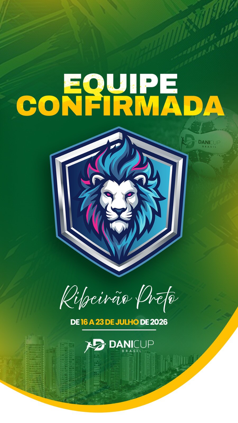 🚨 Equipe Confirmada! ⚽ O M.A Lions Soccer já garantiu lugar na Dani Cup Ribeirão Preto 2026! 🦁🔥 A equipe chega para viver uma experiência marcada por competição, desenvolvimento e muita intensidade em campo. 🌎 ⚽ Agora queremos saber: quem arrisca o palpite da próxima Equipe confirmada? 👀 #DaniCupBrasil #DaniCup2026 #RibeiraoPreto #FutebolDeBase #BaseForte