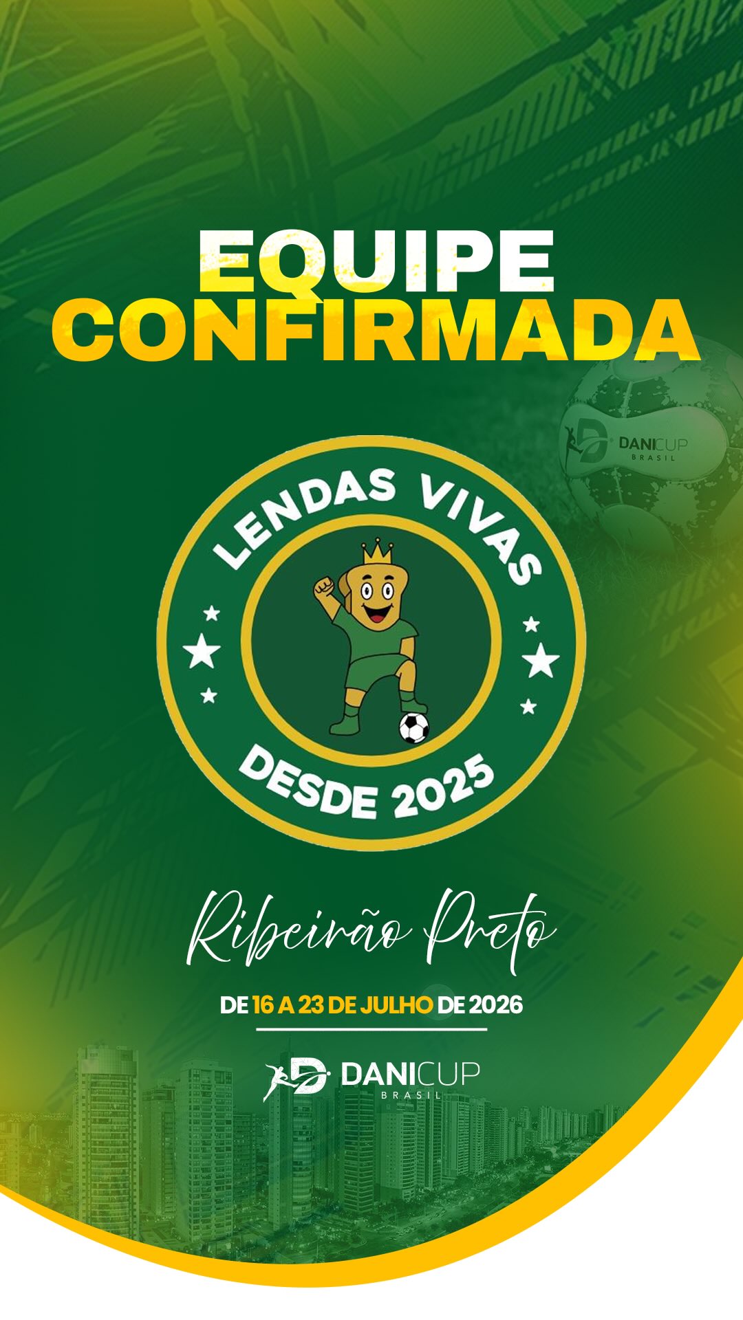 🚨 Equipe Confirmada! ⚽ A Lendas Vivas F.C já está confirmada na Dani Cup Brasil 2026! 🔥 A equipe vem pronta para viver uma experiência única, com muito futebol e grandes desafios dentro das quatro linhas. 🌎⚽ Agora é contagem regressiva para dias intensos de competição e momentos inesquecíveis no maior festival de futebol de base! 💪 E aí, sua equipe também vai fazer parte dessa história? 👀 #DaniCupBrasil #DaniCup2026 #FutebolDeBase #EquipeConfirmada #BaseForte