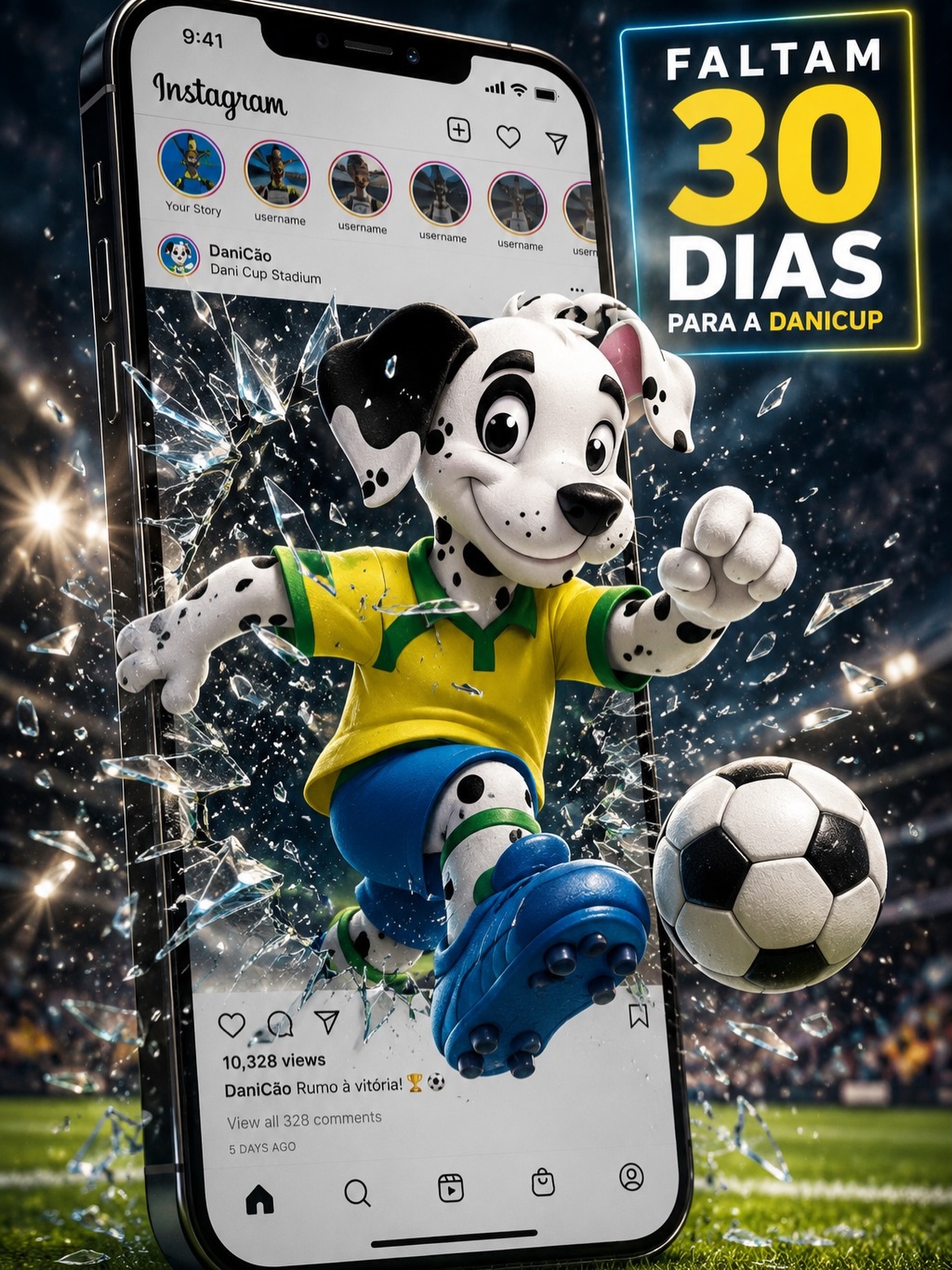 🎬 3... 2... 1... A contagem regressiva já começou! ⏳⚽ Faltam apenas 30 dias para viver mais uma edição da Dani Cup, com muita emoção, competição, amizades e momentos que ficam para a história. O DaniCão já está pronto... e a sua equipe? 🐾🔥 #Faltam30Dias #DaniCup #DaniCupBrasil #ContagemRegressiva #FutebolDeBase